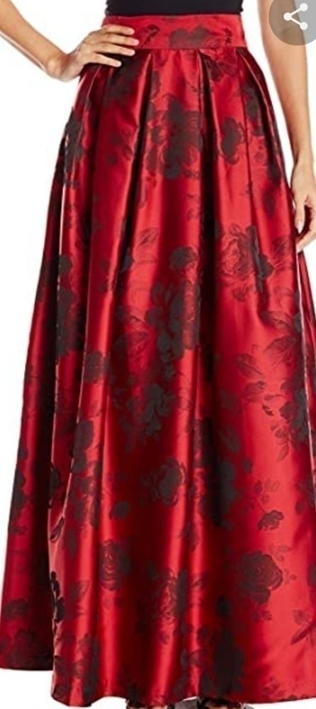 Jessica Howard Women's Black Red Floral Long Skirt - Picture 1 of 15